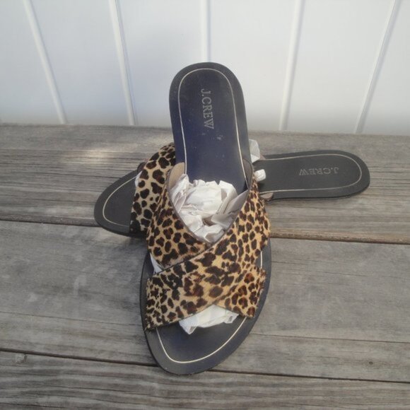 J. Crew Shoes - J. Crew Animal Print Slide-On Sandals Size 10